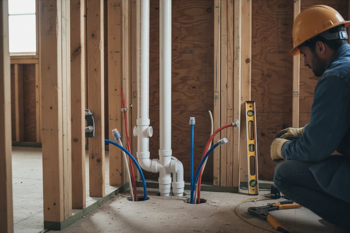 Drain and supply rough-in during Toilet Repair and Installation in Farmington
